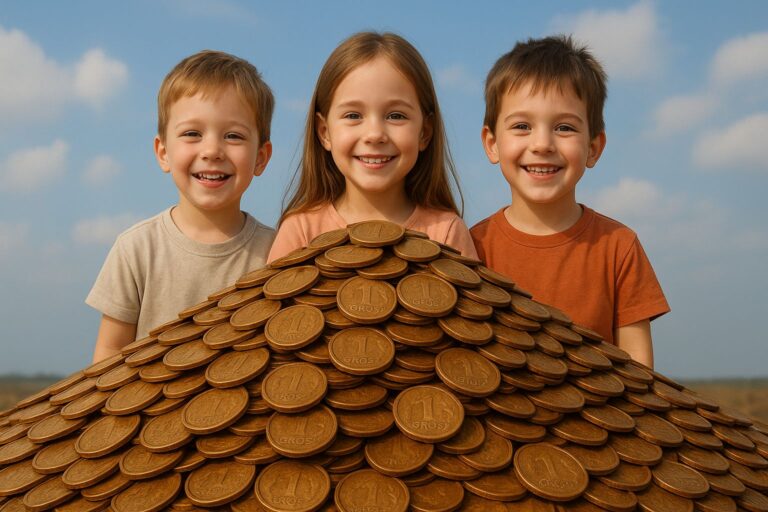 Dzieci i góra grosza.